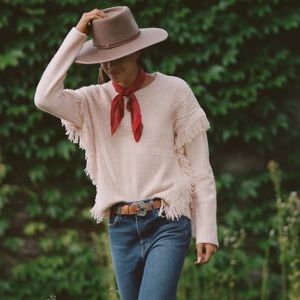 Fringed Cream Sweater